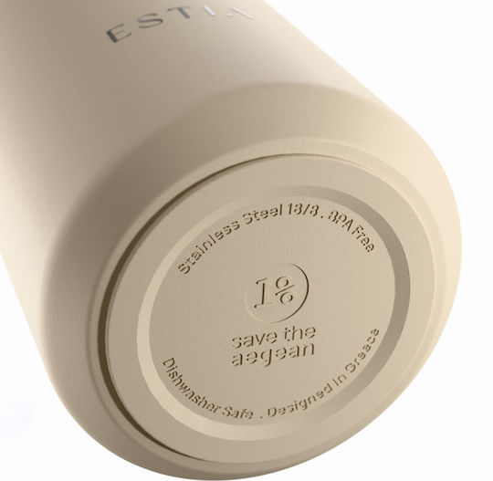 Estia Lens Save The Aegean Μπουκάλι Θερμός Ανοξείδωτο 360ml Dune με Καλαμάκι