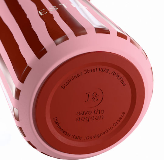 Estia Pulse Save The Aegean Recyclable Thermos Bottle Stainless Steel BPA Free 500ml Viva Stripe