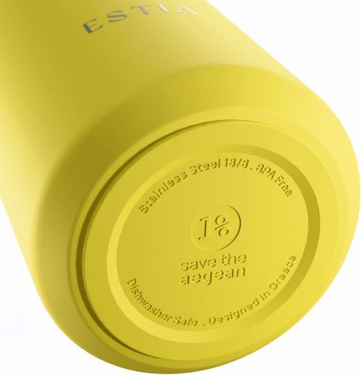 Estia Lens Save The Aegean Pahar Termos Oțel Inoxidabil Fără BPA 360ml Sunbeam cu Pai