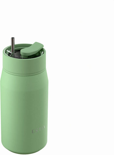 Estia Lens Save The Aegean Μπουκάλι Θερμός Ανοξείδωτο BPA Free 360ml Pine με Καλαμάκι