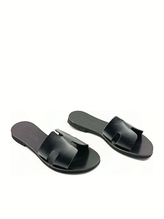 Leather Women's Flat Sandals Black