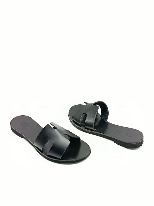 Leather Women's Flat Sandals Black