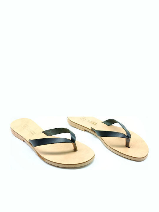 Leather Women's Flat Sandals Black