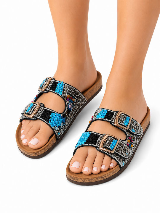 Sesamall Damen Anatomische Flatforms Schwarze Sandalen