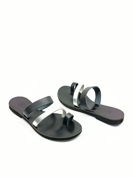 Leather Women's Flat Sandals Black