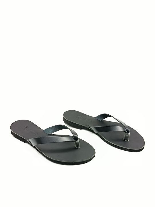 Leather Women's Flat Sandals Black