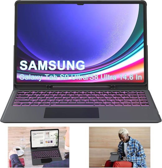 Flip Cover mit Tastatur für Samsung Galaxy Tab S10 S9 S8 Ultra