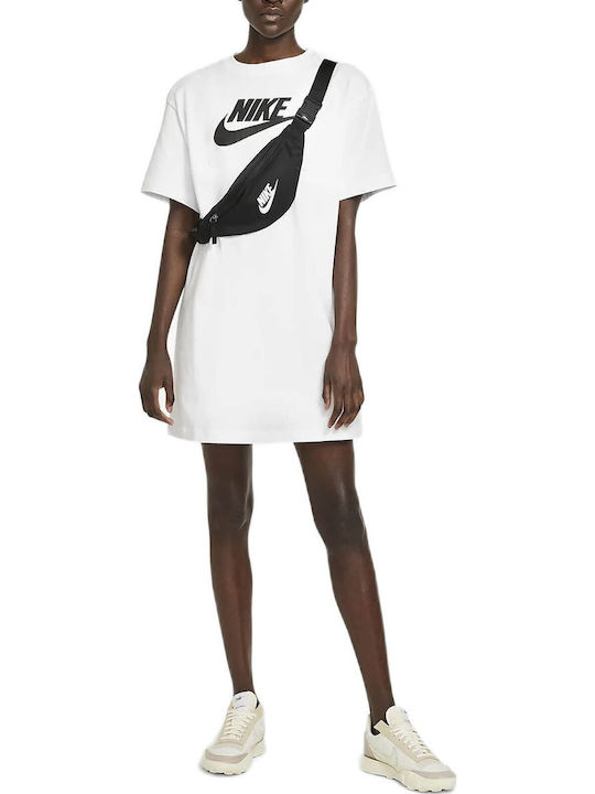 Καλοκαιρινό Mini Αθλητικό Φόρεμα T-shirt Κοντομάνικο Λευκό