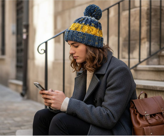 Căciulă Pom Pom Beanie Unisex Tricotată