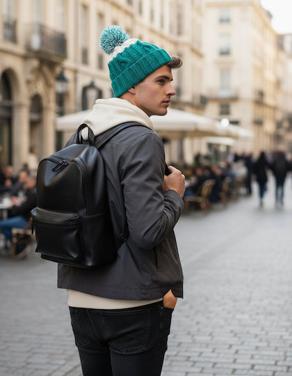Beanie Unisex Σκούφος Πλεκτός σε Λευκό χρώμα