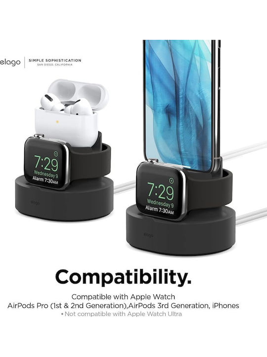 Elago Station Зарядно за Apple Watch, iPhone, AirPods Pro, Apple Pencil Черен