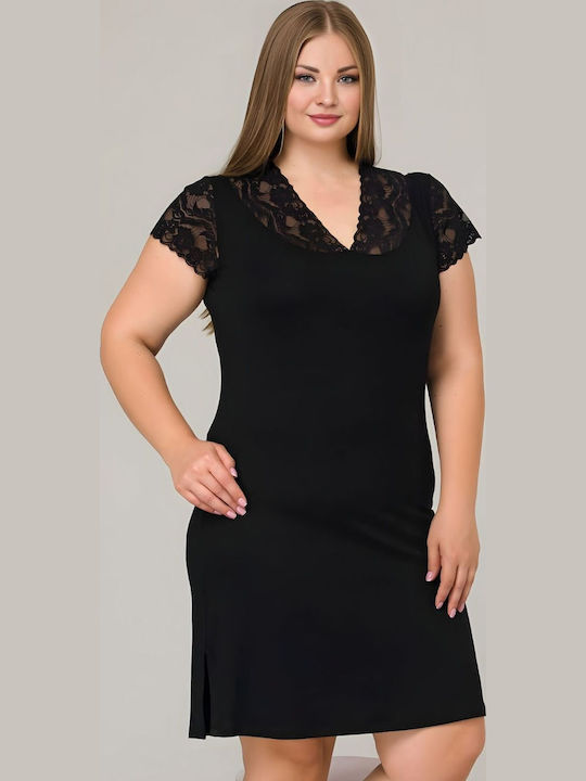 Lady Лятна Дамска Нощна Риза Черна