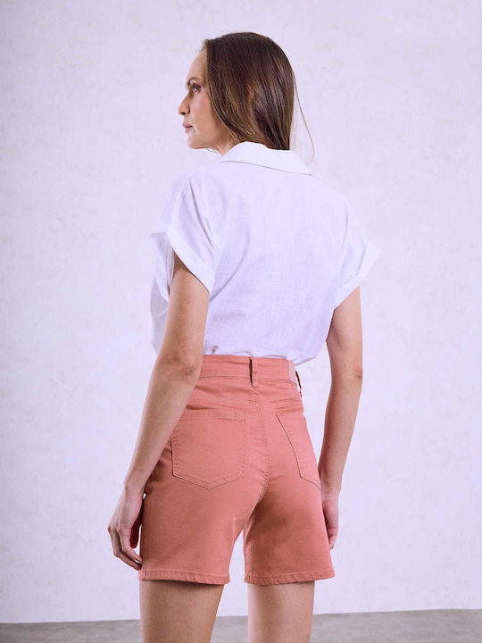 Celestino Damen-Shorts Einfarbig Elastisch Dunkel Rosa Celestino Damen-Shorts Einfarbig Elastisch Dunkel Rosa