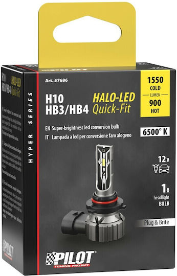 Lampa Lamp H10 HB3 HB4 12V PY20D P20D P22D 1550/900lm 6500K Halo LED Quick-Fit Hyper Series Passive Cooling 1 Pc L5768 L5768.6 L5768.6