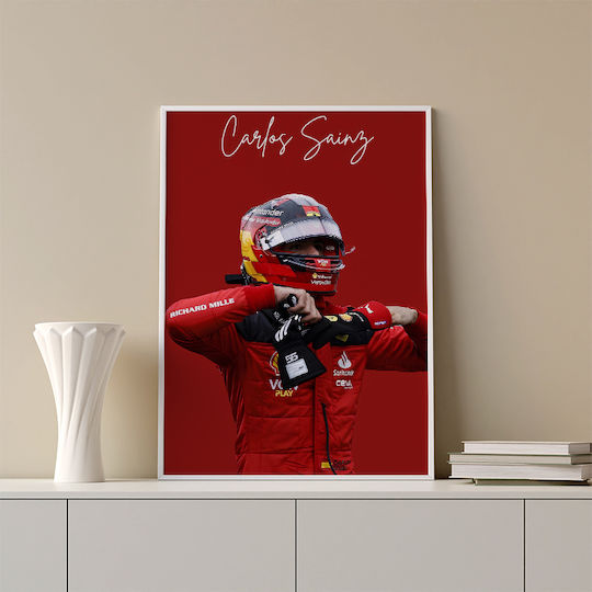 Poster Formula1 Carlos Sainz F061 40cm X 50cm Black Wooden Frame