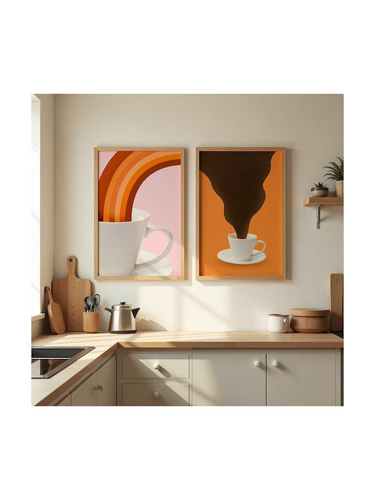 Poster Coffee Cup Pst25358 40cm X 50cm Premium Μαύρο Ξύλινο Κάδρο-62153pd156341f55323