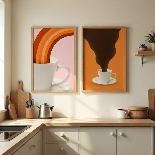 Poster Coffee Cup Pst25358 40cm X 50cm Premium Black Wooden Frame