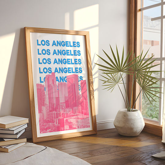 Poster Los Angeles Pop Art Pst25508 40cm X 50cm Black Wooden Frame 63376pd156114f55321