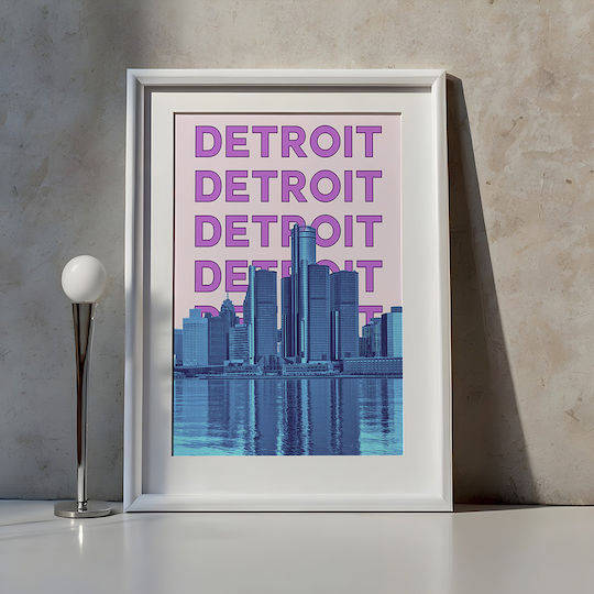 Poster Detroit Pop Art Pst25504 40cm X 50cm Premium Black Wooden Frame