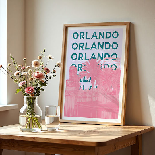 Poster Orlando Pop Art Pst25512 40cm X 50cm Frame Natural Wooden Beige