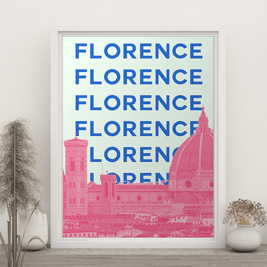 Poster Florence Pop Art Pst25515 40cm X 50cm White Wooden Frame