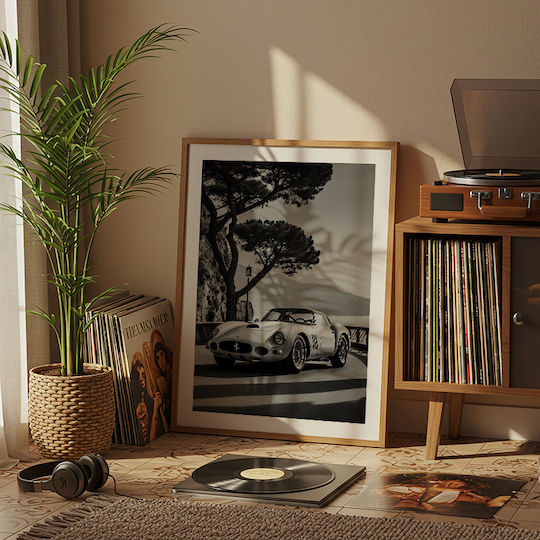 Poster Ferrari 250 Gto Cr059 40cm X 50cm Frame Natural Wooden Beige