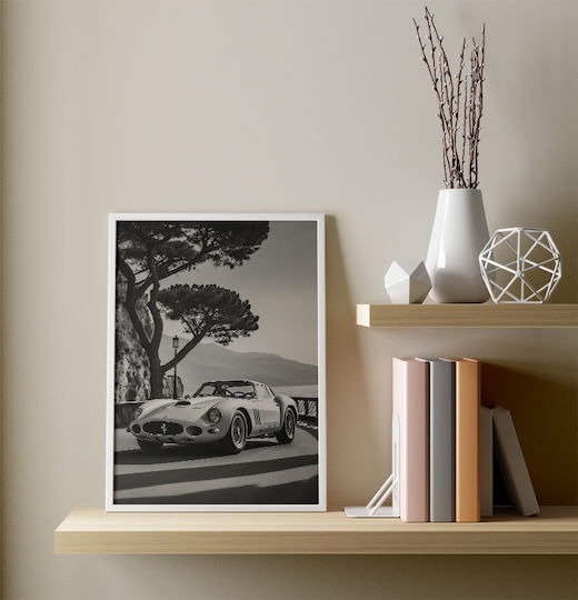 Poster Ferrari 250 Gto Cr059 40cm X 50cm Frame Natural Wooden Beige