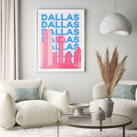 Poster Dallas Pop Art Pst25505 40cm X 50cm White Wooden Frame 63379pd156117f55310