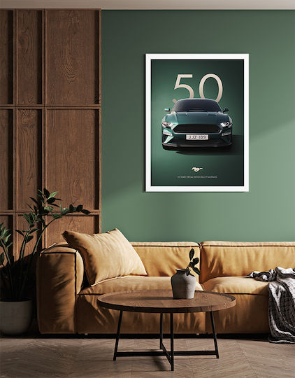 Poster 50 Years Mustang Car Cr001 40cm X 50cm Κορνίζα Φυσικό Ξύλου Μπεζ 62978pd156252f55316