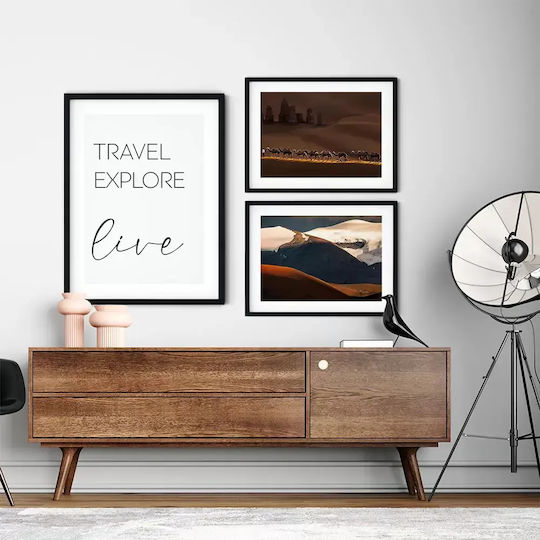 Quote Poster Travel Explore Live Pst25186 40cm X 50cm Μαύρη Ξύλινη Κορνίζα-61623pd156401f55321