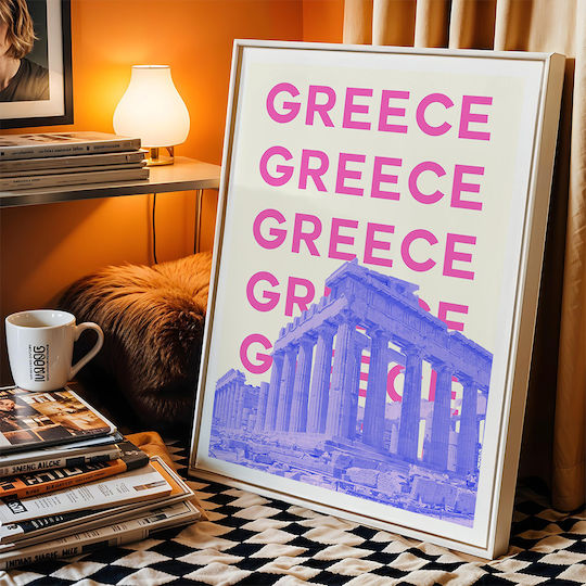 Poster Greece Pop Art Pst25507 40cm X 50cm Premium Μαύρο Ξύλινο Κάδρο-63377pd156115f55323