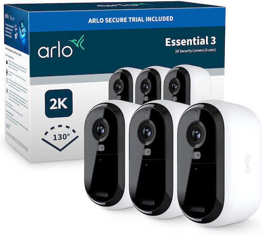 Arlo Σύστημα Παρακολούθησης Essential 3 3 Ασύρματων Καμερών IP 4MP