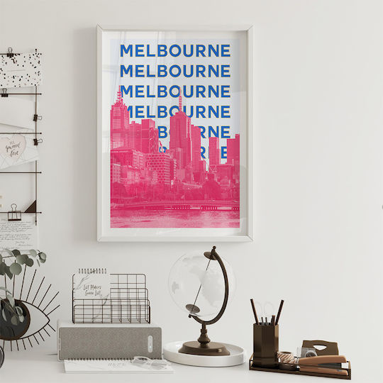 Poster Melbourne Pop Art Pst25511 40cm X 50cm Premium Μαύρο Ξύλινο Κάδρο-63393pd156111f55323