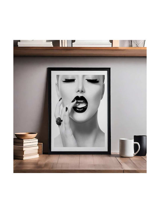 Poster Black Lips I Pst2501 40cm X 50cm Λευκή Ξύλινη Κορνίζα-60137pd156518f55310