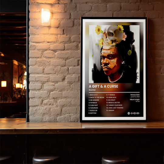 Music Poster Gunna A Gift & A Curse Ms132 40cm X 50cm Premium Μαύρο Ξύλινο Κάδρο-62425pd156295f55323