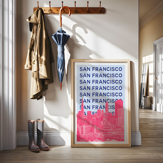 Poster San Francisco Pop Art Pst25516 40cm X 50cm Κορνίζα Φυσικό Ξύλου Μπεζ 63388pd156106f55316