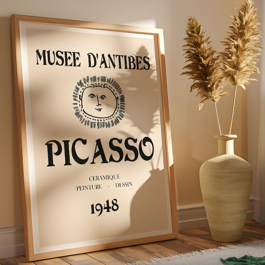 Poster Pablo Picasso Musee Antibes 1948 Art248 40cm X 50cm White Wooden Frame
