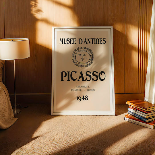 Poster Pablo Picasso Musee Antibes 1948 Art248 40cm X 50cm White Wooden Frame