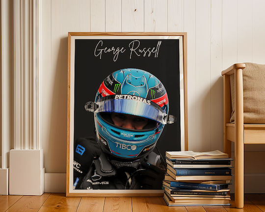 Poster Formula1 George Russell F060 40cm X 50cm Premium Μαύρο Ξύλινο Κάδρο-63051pd156212f55323