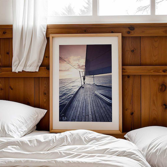 Poster Boat View Pst25209 40cm X 50cm Frame Natural Wood Beige 61776pd156378f55316