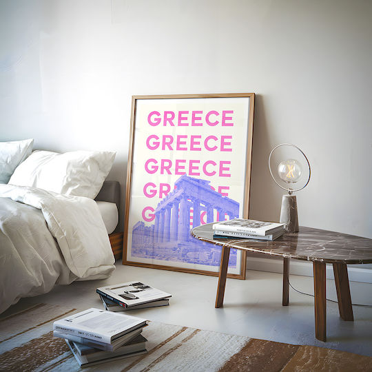Poster Greece Pop Art Pst25507 40cm X 50cm Brown Wooden Frame