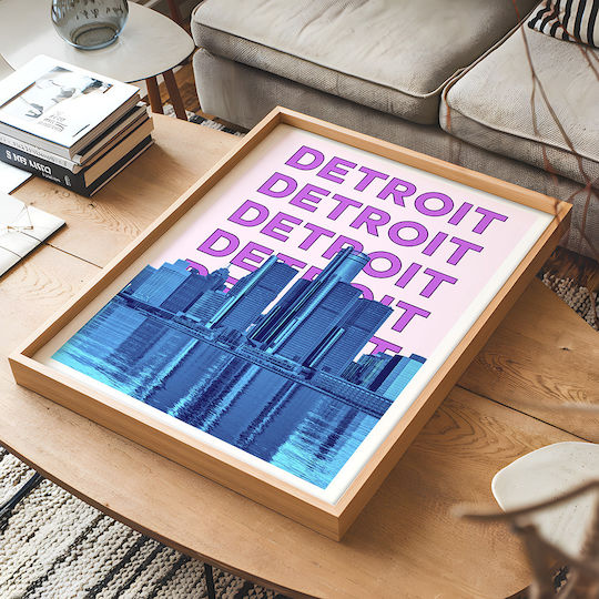 Poster Detroit Pop Art Pst25504 40cm X 50cm Μαύρη Ξύλινη Κορνίζα-63380pd156118f55321