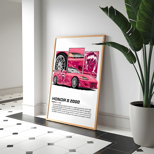 Poster Honda S 2000 Cr024 40cm X 50cm Frame Natural Wooden Beige