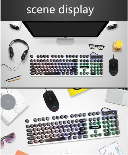 Forev FV-Q90 Gaming Keyboard Set with RGB Lighting & Mouse (English US)