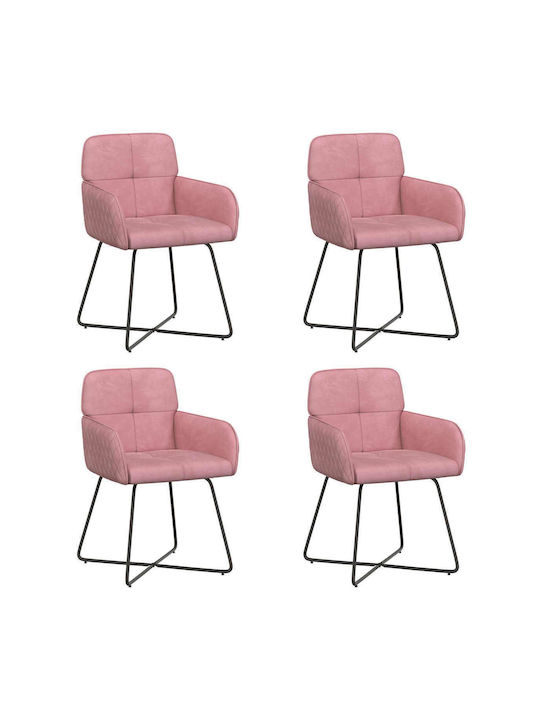 Samt Ess- und Küchenstühle Rosa 4 Stück 59x56.5x86cm