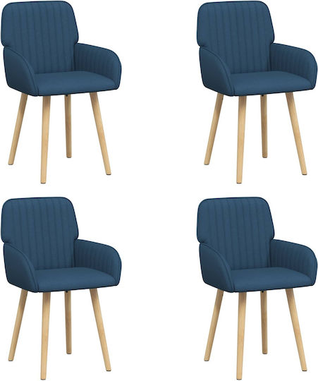 Dining Armchairs With Blue Fabric Upholstery 4 Pieces 56.5x50x87.5cm
