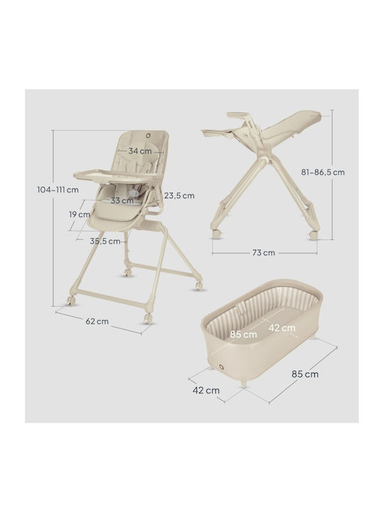Lionelo Baby Highchair 3 in 1 with Adjustable Height Beige