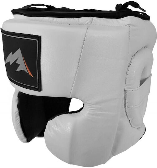 Olympus Sport Adult Open Face Leather White Boxing Helmet