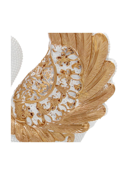 Decorative Polyresin Pieces 2 13x7x14 10x6x13 White Gold Swans
