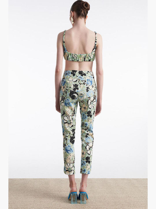 Damen Bluse Blumen Blau